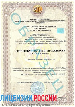 Образец сертификата соответствия аудитора №ST.RU.EXP.00005397-3 Елань Сертификат ISO/TS 16949